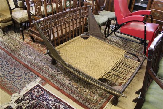 Indian carriage chair with brass inlay(-)